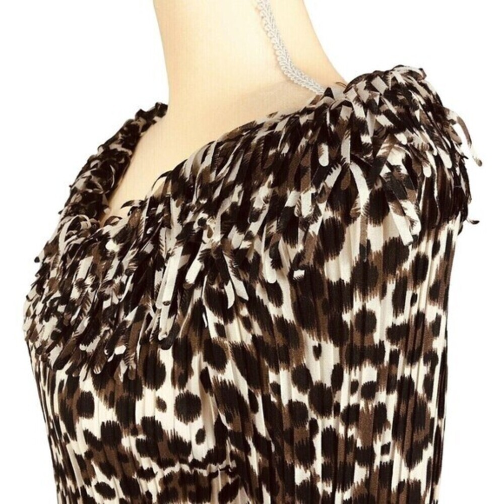 Agora Women's Crinkle Stretch Top with Confetti Fringe Size S 3/4 Sleeve - Picture 5 of 11